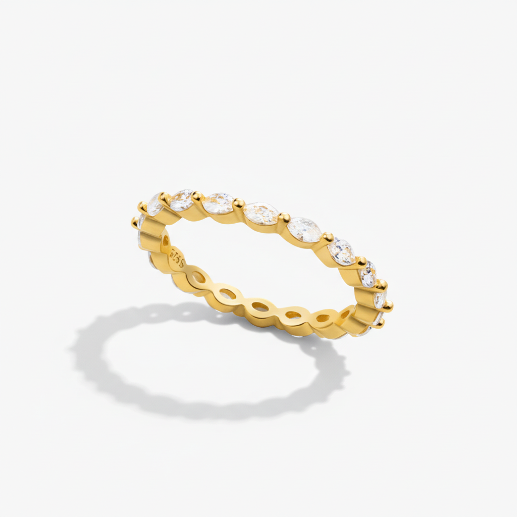 Sleek Geometric Stacking Ring with Sparkling Accents