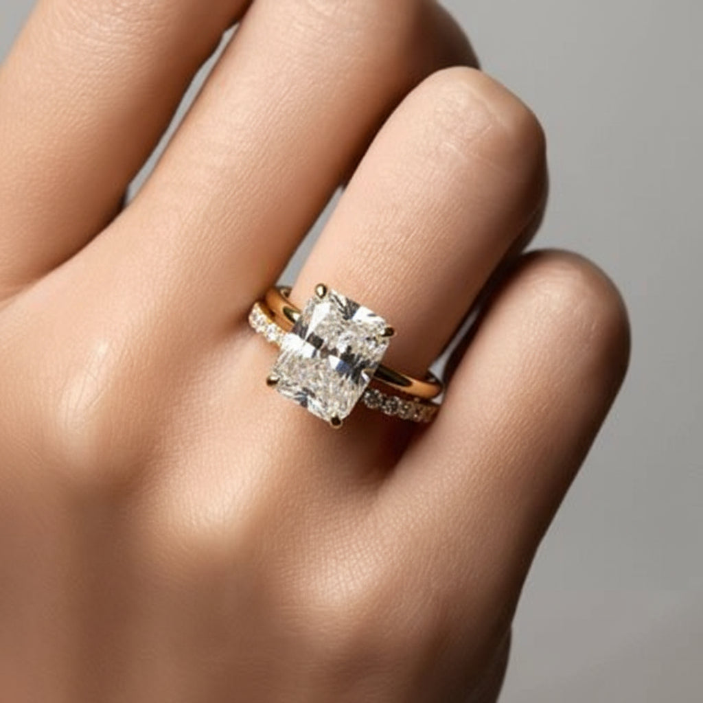 Sleek Geometric Stacking Ring with Sparkling Accents