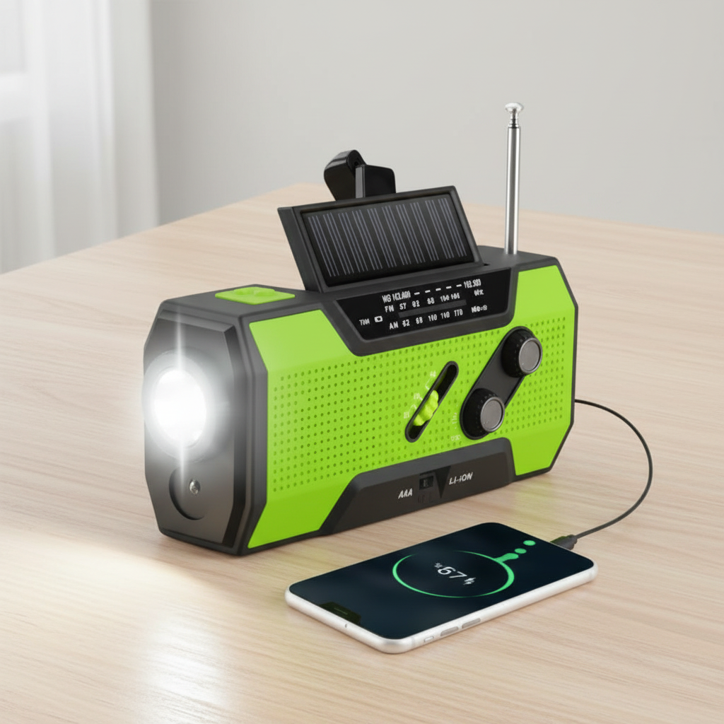 All-Weather Portable Radio with Solar Power & Hand Crank
