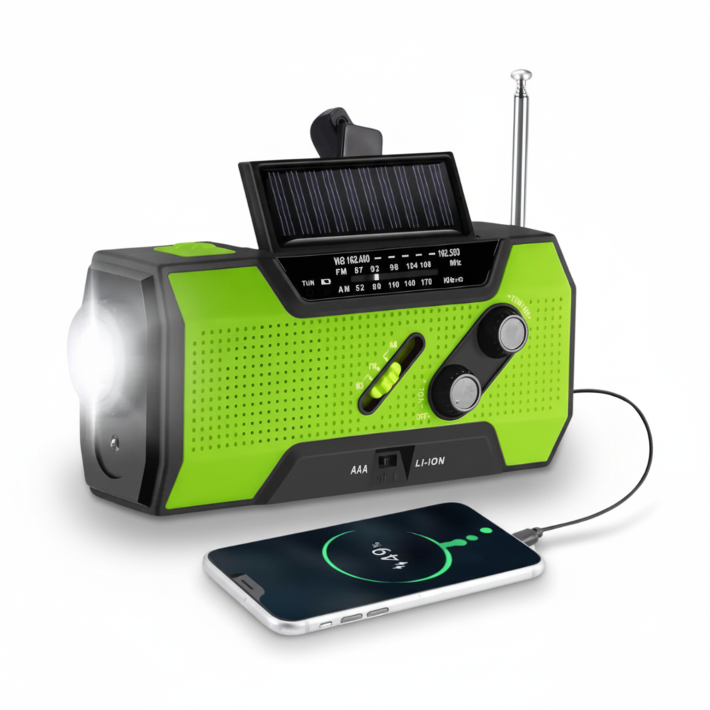 All-Weather Portable Radio with Solar Power & Hand Crank