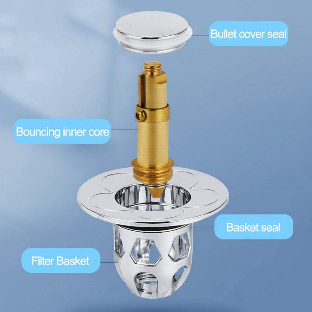 Effortless Drain Stopper with Hair Catching Technology