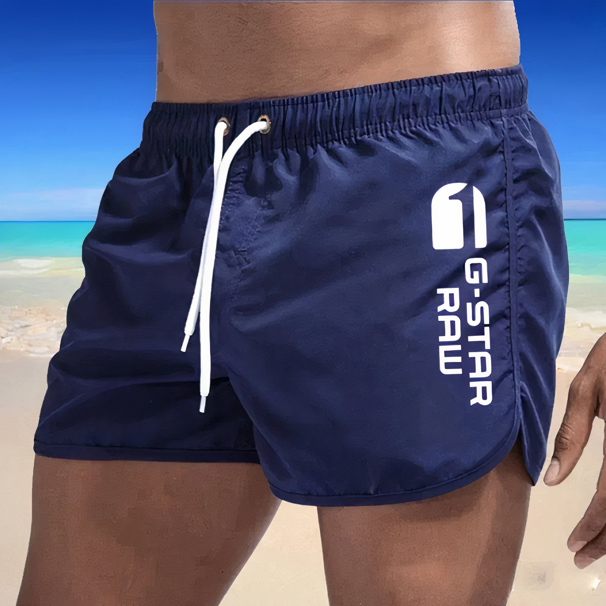 Men's Swim Shorts | Quick-Drying Polyester | Elastic Waistband & Drawstring | Durable Lightweight Design