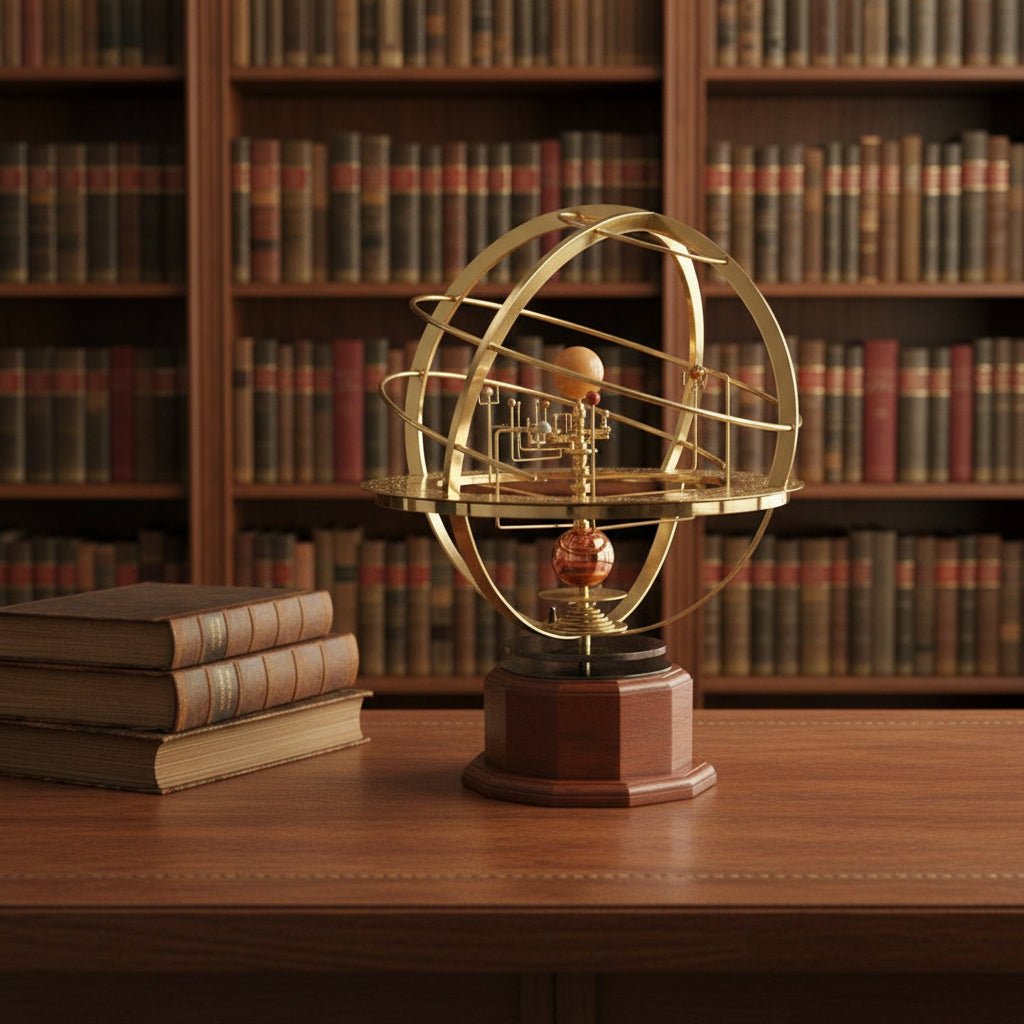 Celestial Elegance: Solid Brass Solar System Model with 5 Planets