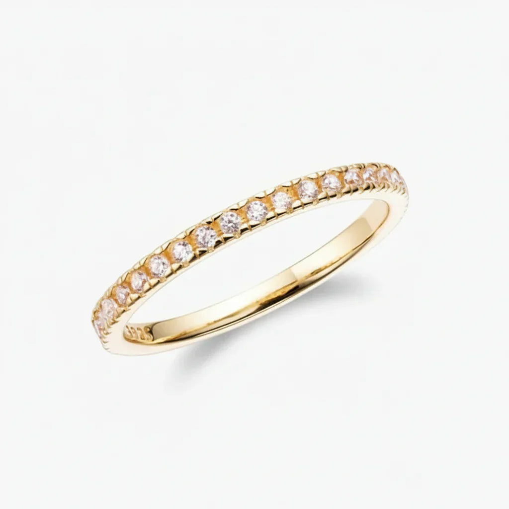Contemporary Silver Stacking Ring with Sparkling Accents
