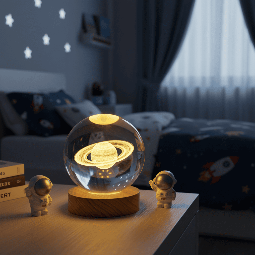 RadiantGem 3D LED Night Lamp with Dazzling Crystal Effects