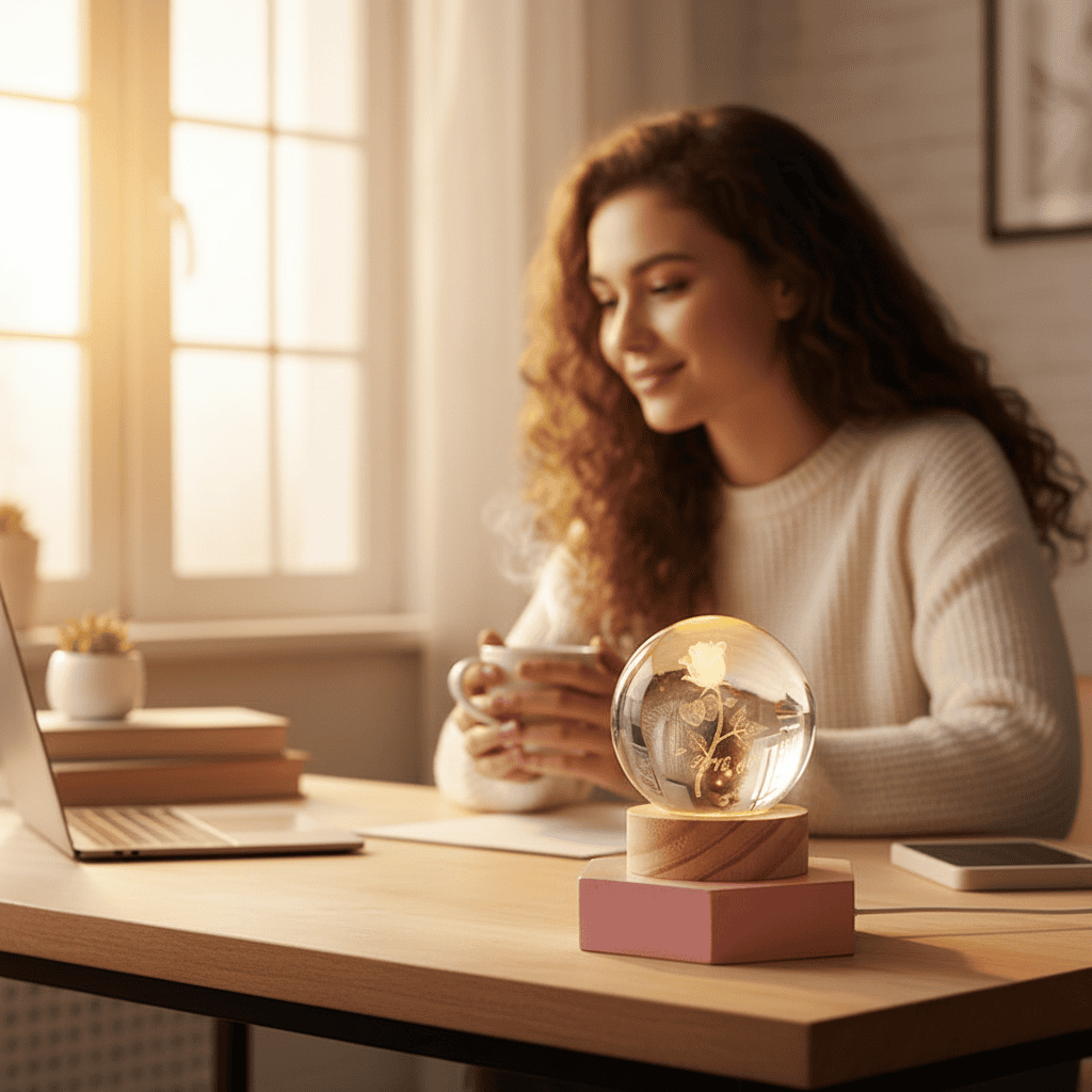 RadiantGem 3D LED Night Lamp with Dazzling Crystal Effects