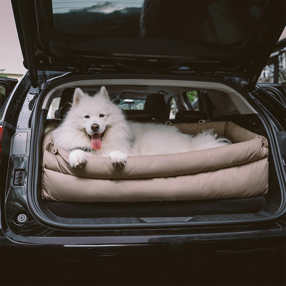 Luxury Leatherette Dog Travel Bed with Secure Non-Slip Base