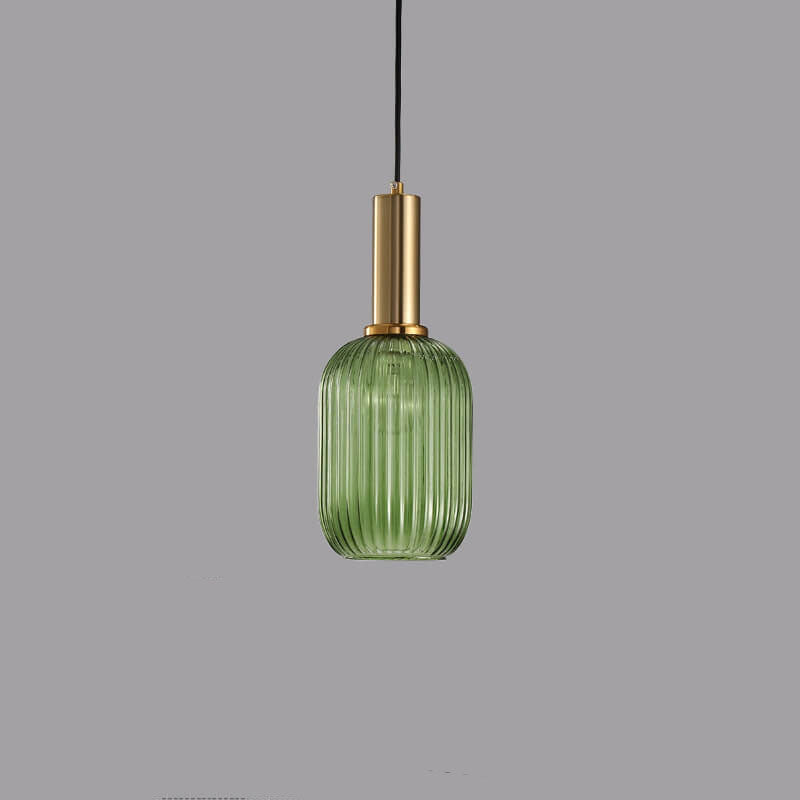 Taavita Minimalist Glass Lantern, Striped Single Flame Pendant Light