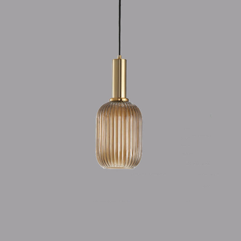 Taavita Minimalist Glass Lantern, Striped Single Flame Pendant Light