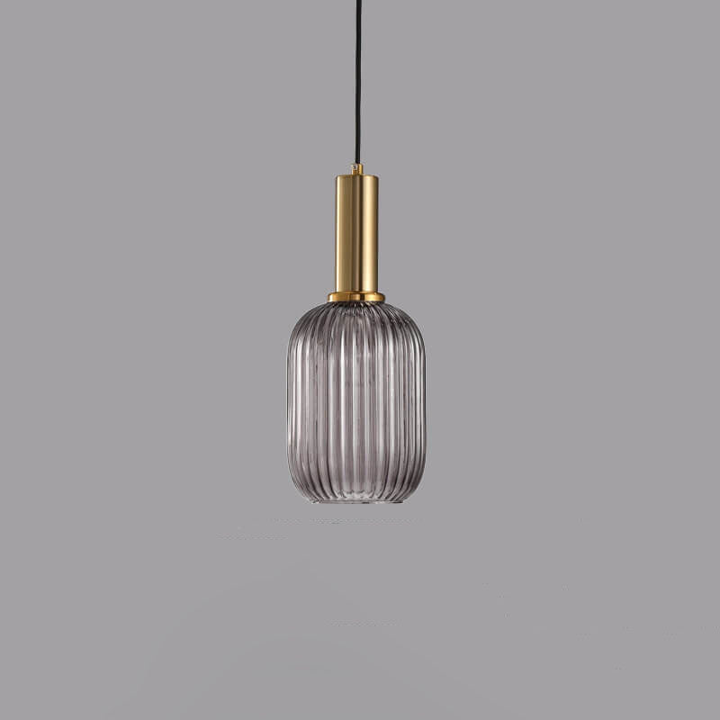 Taavita Minimalist Glass Lantern, Striped Single Flame Pendant Light
