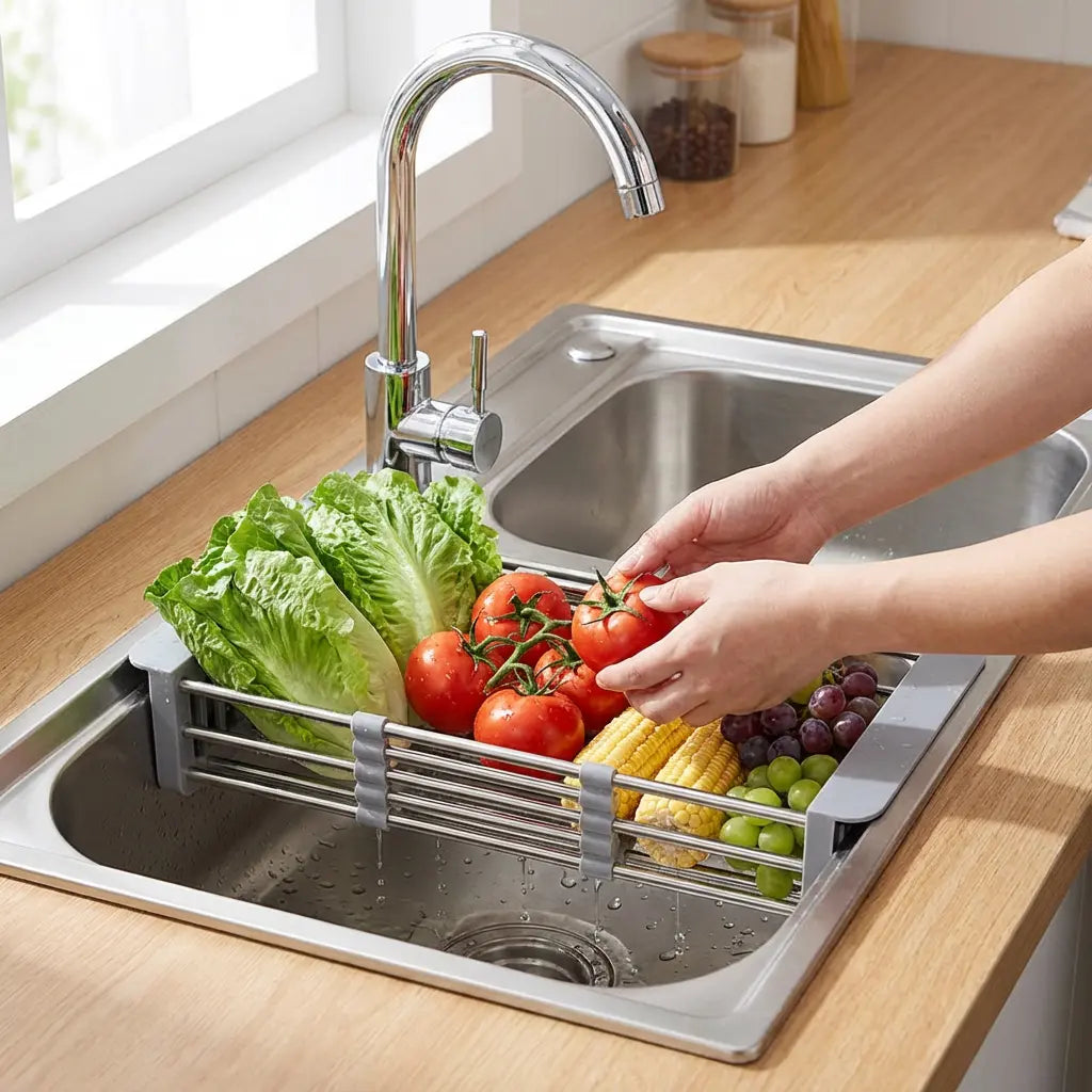 Expandable Stainless Steel Sink Drainer Basket for Effortless Kitchen Use