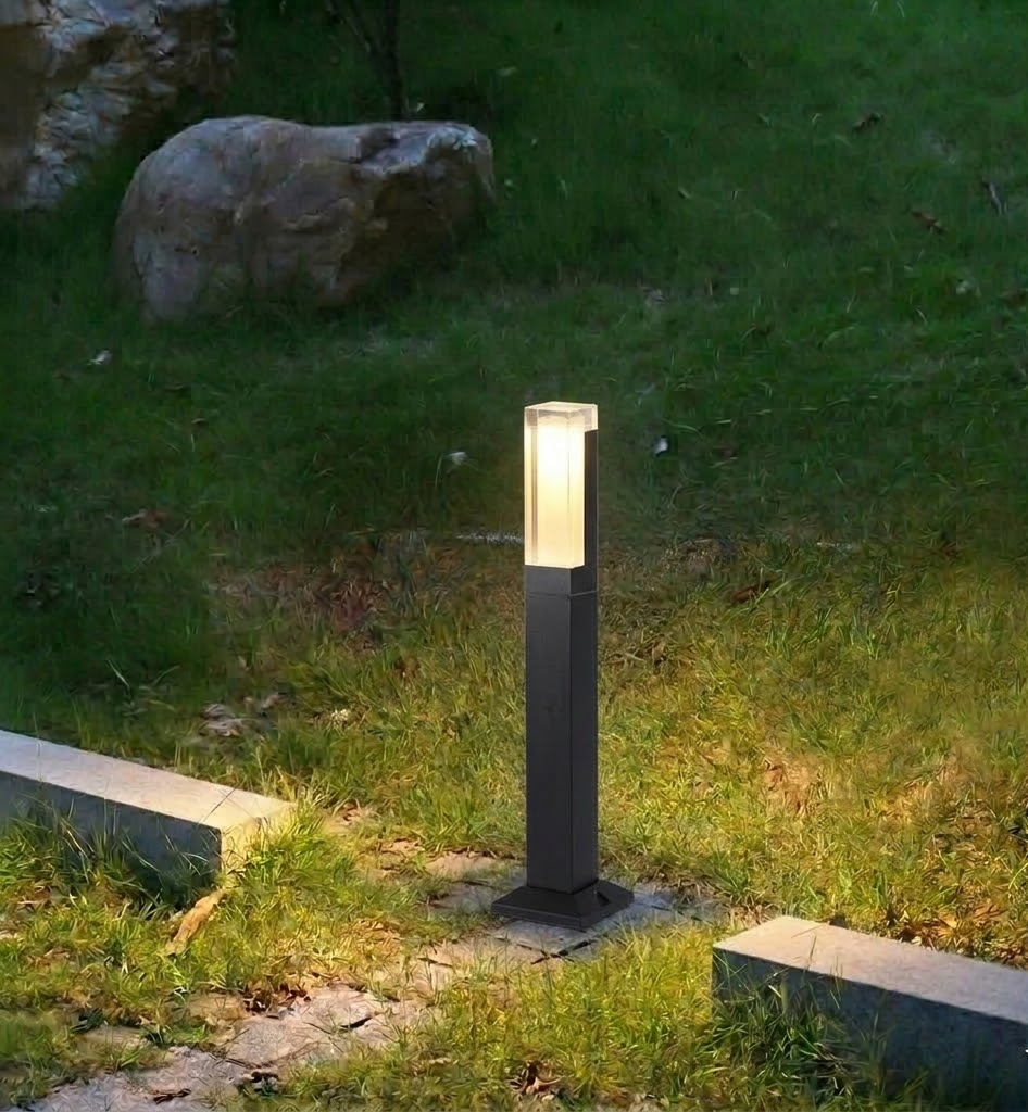 Sleek Waterproof LED Garden Path Light in Black Aluminum