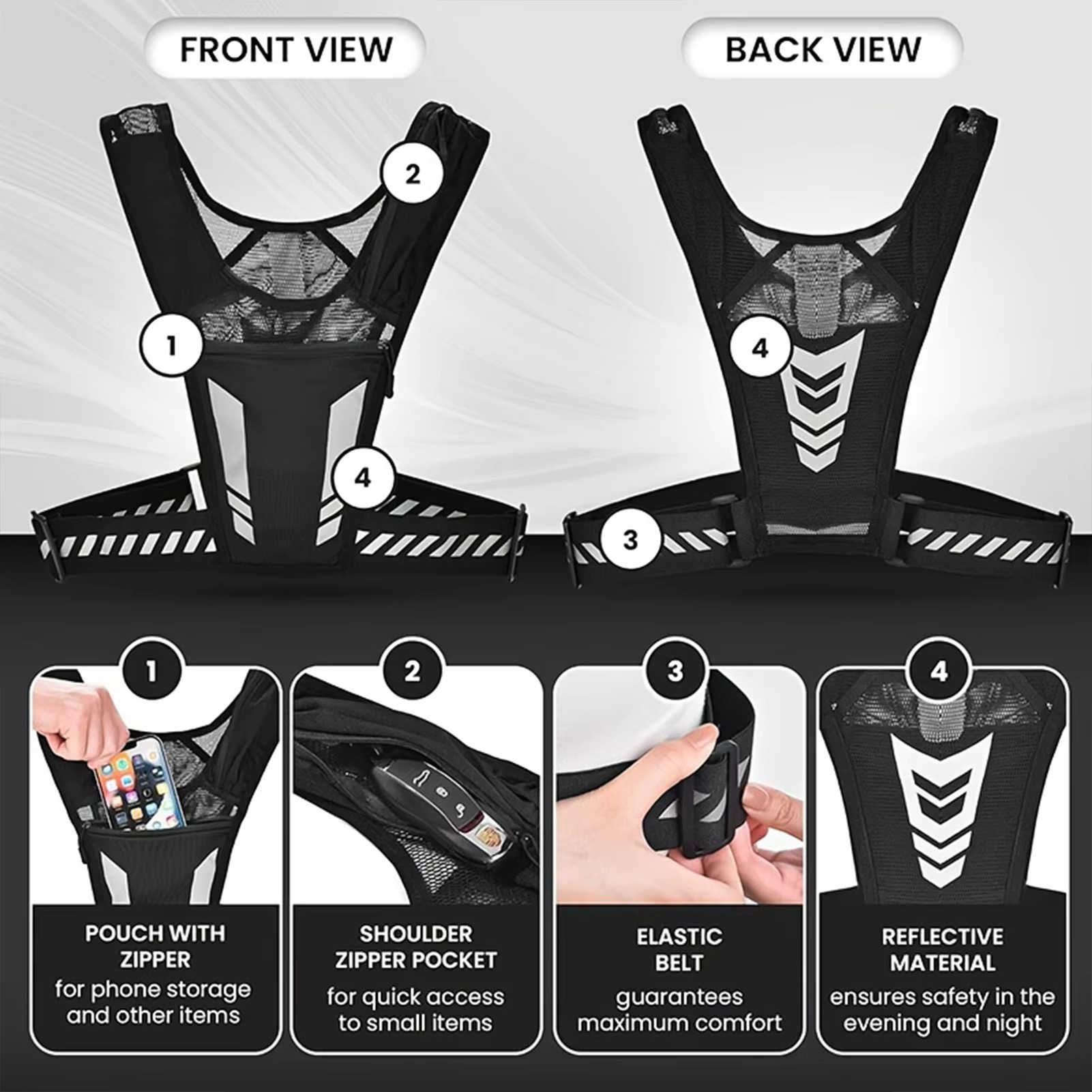 Lightweight Running Vest with Hydration Holder and Phone Pocket for Outdoor Activities