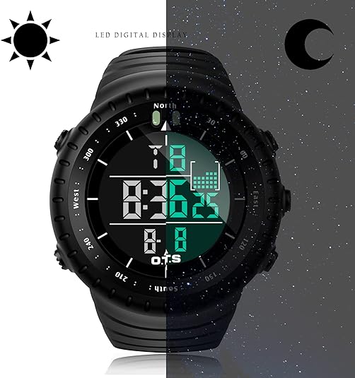 Waterproof Digital Sports Watch with LED Light – Shock-Resistant for Outdoors