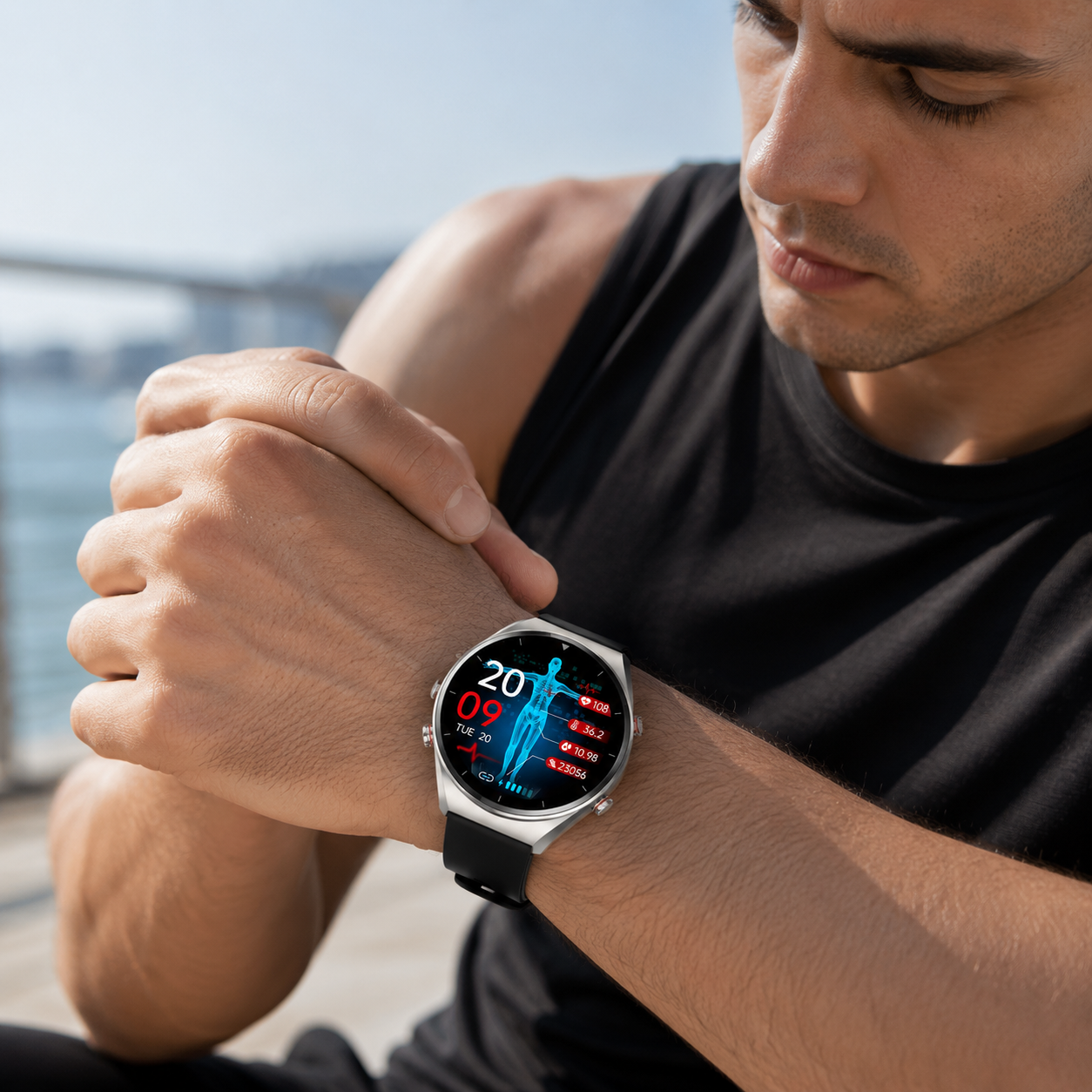 Fitness Tracker Smart Watch with Heart Rate Monitor and Touchscreen Display