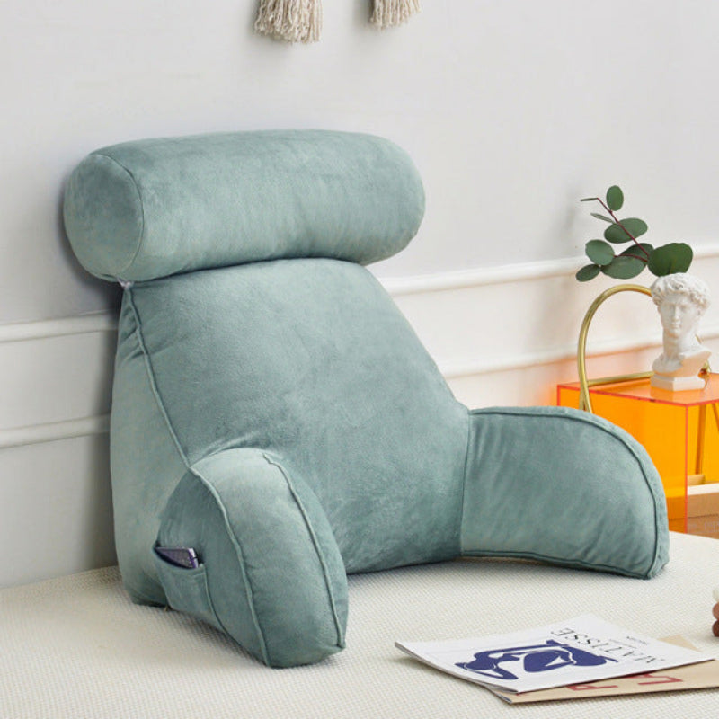 Ergonomic Support Pillow with Adjustable Headrest and Pockets