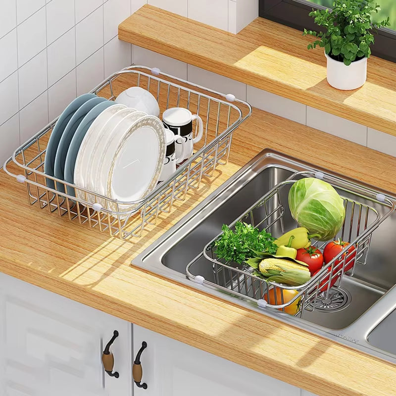 Expandable Stainless Steel Dish Drainer for Smart Kitchens