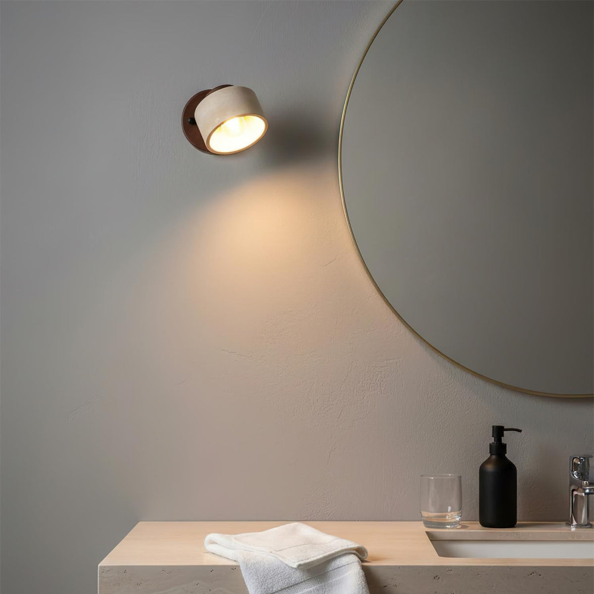 Stylish Adjustable Wall Light - Natural Stone & Wood Fusion