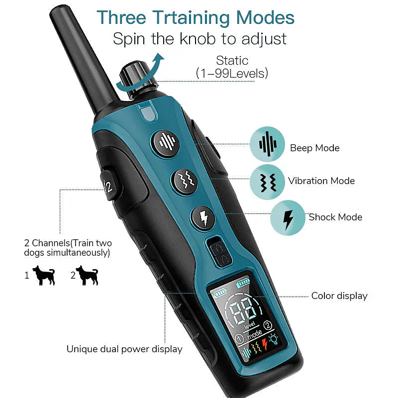 Waterproof Dog Training Collar with 2000m Range – Versatile Remote Shock Device