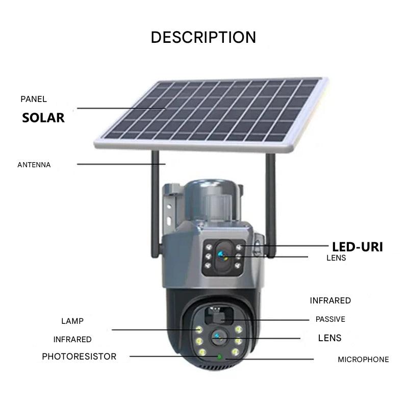 360° Wireless Outdoor Security Camera - 4K Solar-Powered Surveillance