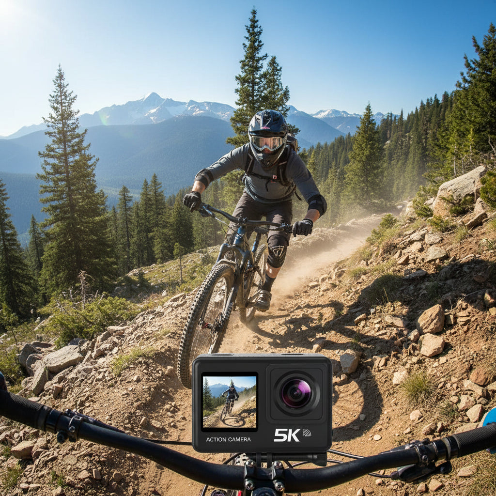 5K Waterproof Action Camera with Night Vision and Sports Mount Kit for Adventures