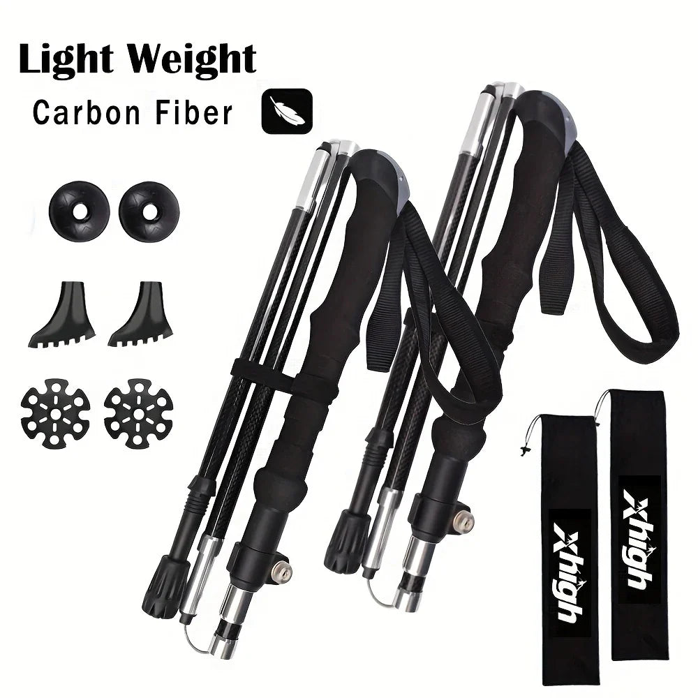Lightweight Carbon Fiber Hiking Poles with Quick Flip Lock - Adjustable Trekking Sticks for Comfort and Stability