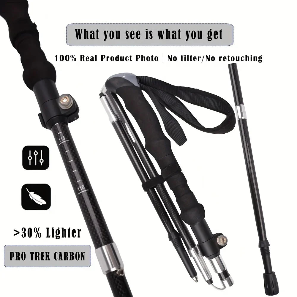 Lightweight Carbon Fiber Hiking Poles with Quick Flip Lock - Adjustable Trekking Sticks for Comfort and Stability