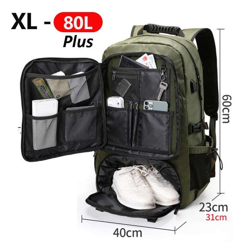 Large Travel Backpack with Water-Resistant Fabric - Versatile Outdoor Pack