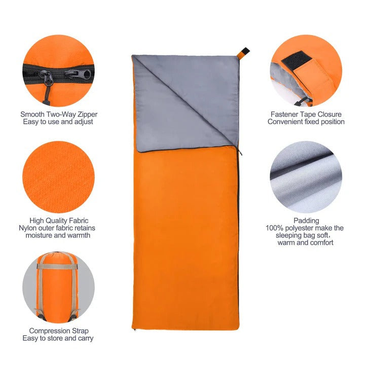 Lightweight Camping Sleeping Bag with Water-Resistant Coating for Comfort
