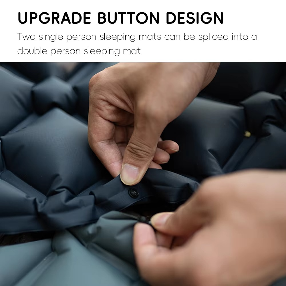 Lightweight Self-Inflating Air Mattress with Integrated Pillow for Camping