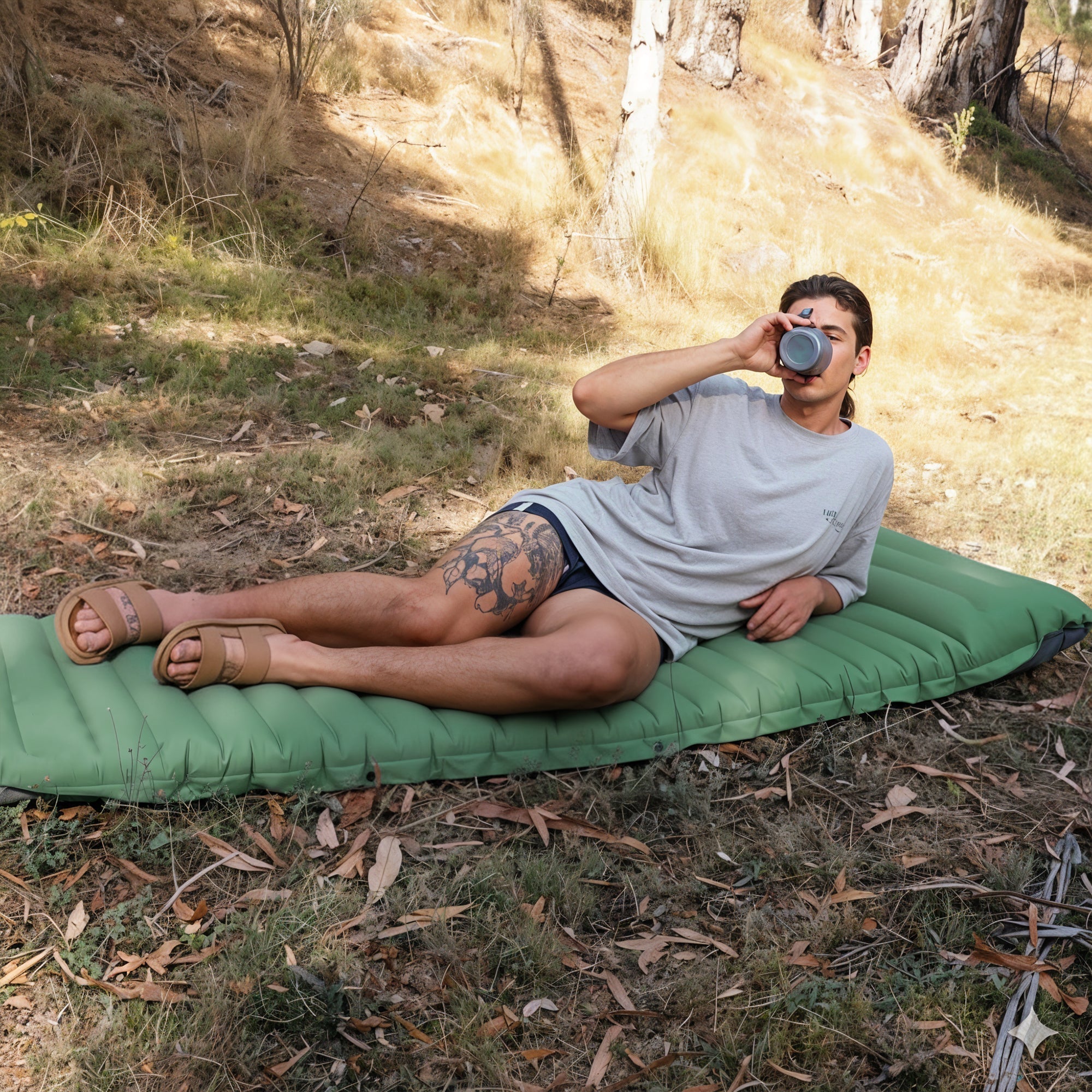 Inflatable Portable Mattress with Built-In Foot Pump – Lightweight Comfort