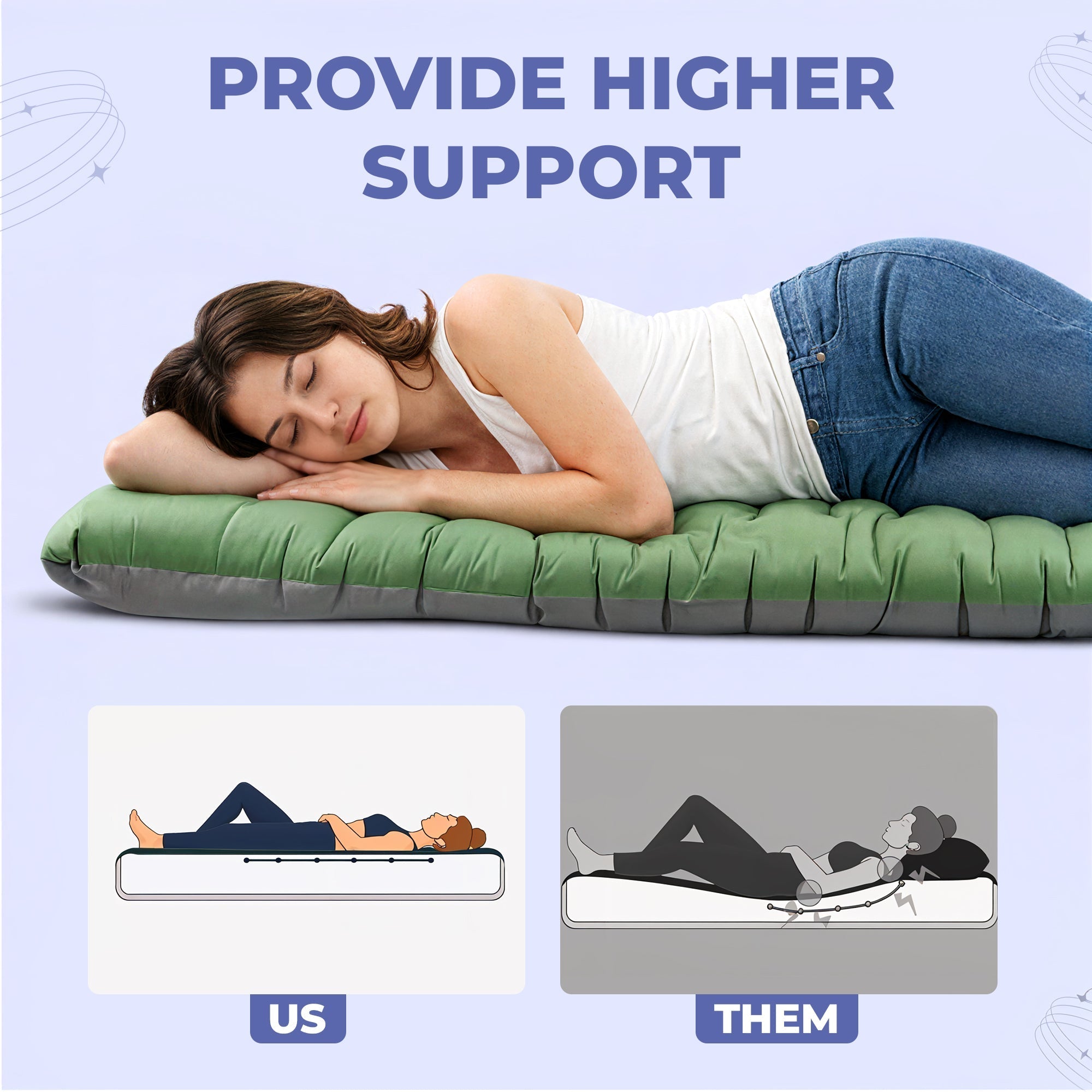 Inflatable Portable Mattress with Built-In Foot Pump – Lightweight Comfort