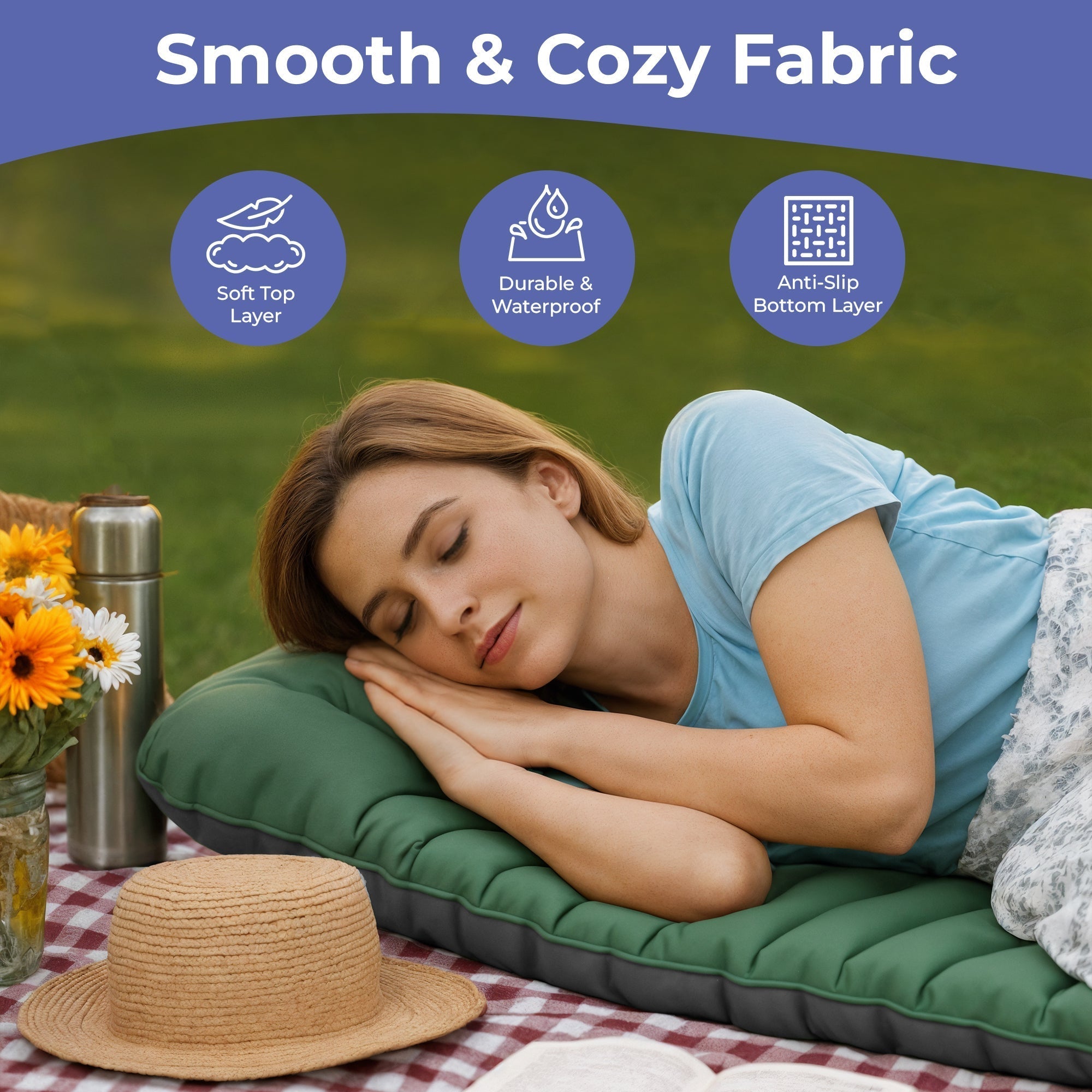 Inflatable Portable Mattress with Built-In Foot Pump – Lightweight Comfort