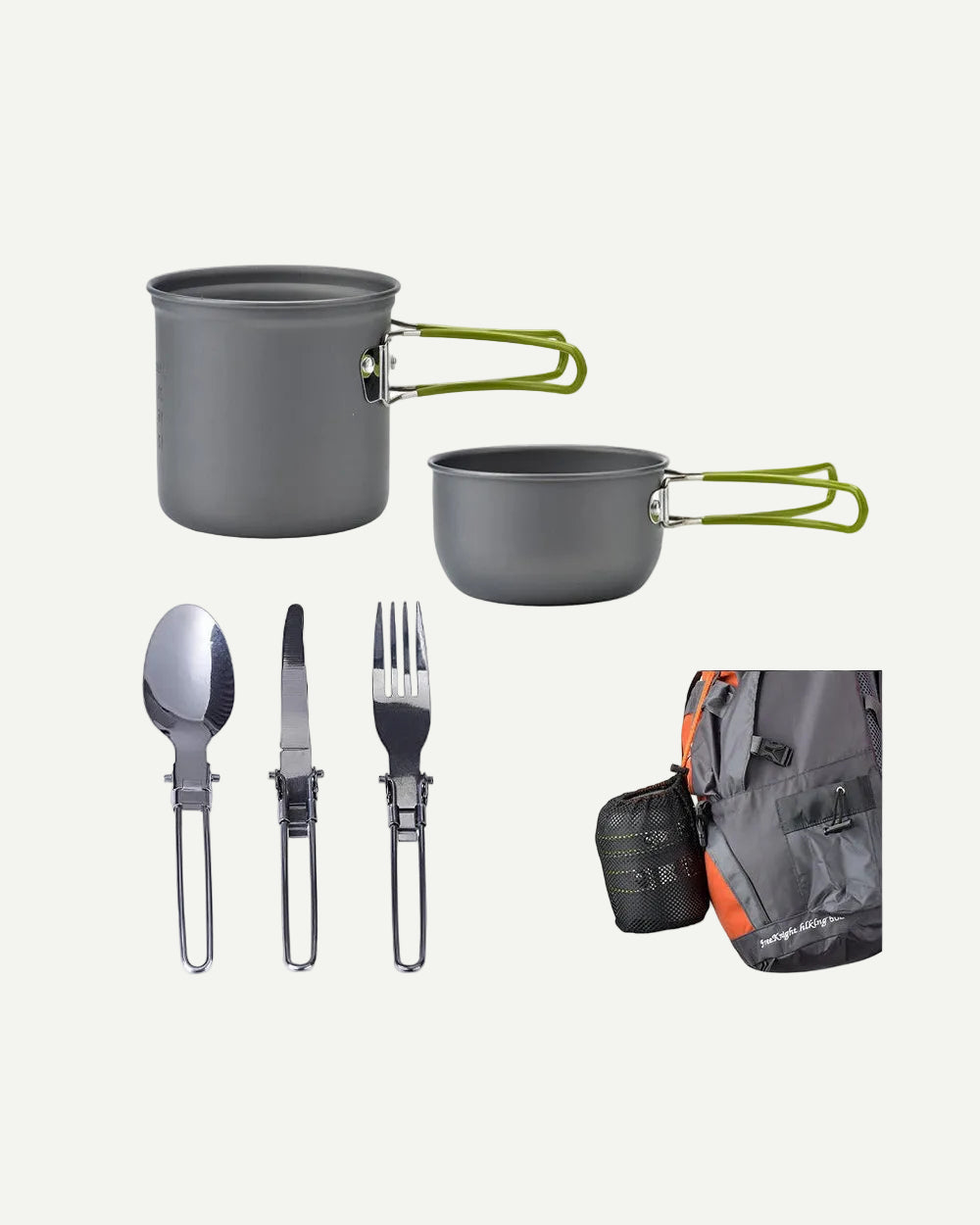 Lightweight Cooking Set for Camping - Hard Anodized Aluminum, 430g, 1-2 Person