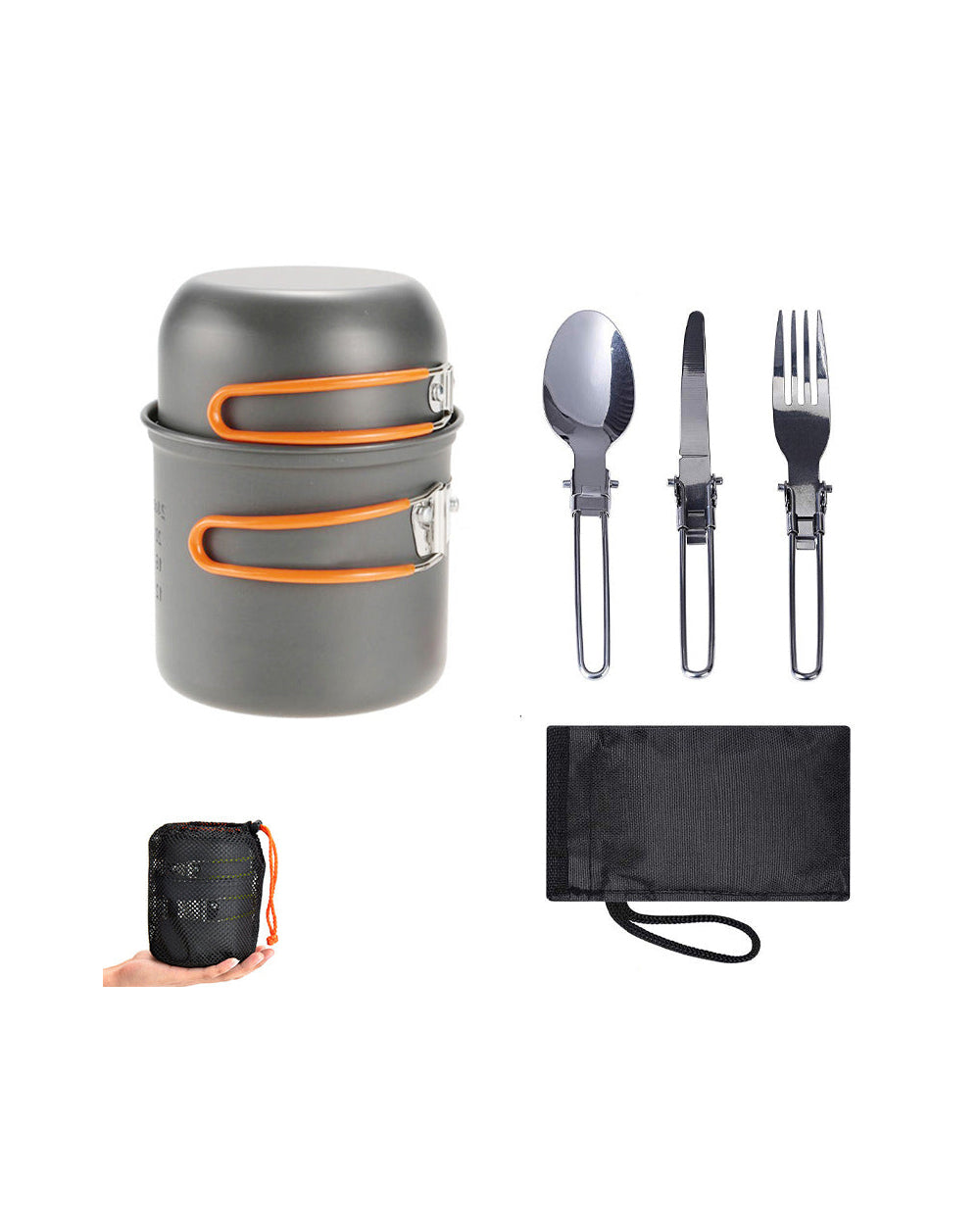 Lightweight Cooking Set for Camping - Hard Anodized Aluminum, 430g, 1-2 Person