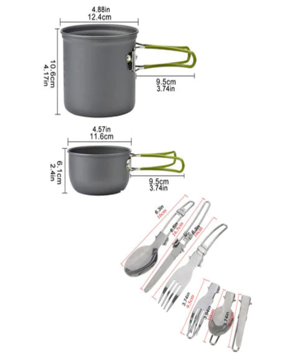 Lightweight Cooking Set for Camping - Hard Anodized Aluminum, 430g, 1-2 Person