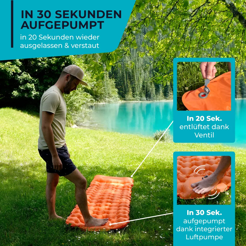 Ultralight Sleeping Pad with Built-in Pump | Compact for Easy Setup