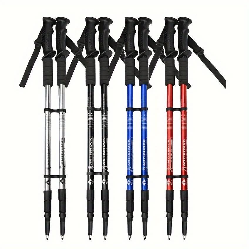 Adjustable Hiking Poles with Shock Absorption – Lightweight Aluminum Trekking Sticks for Stability