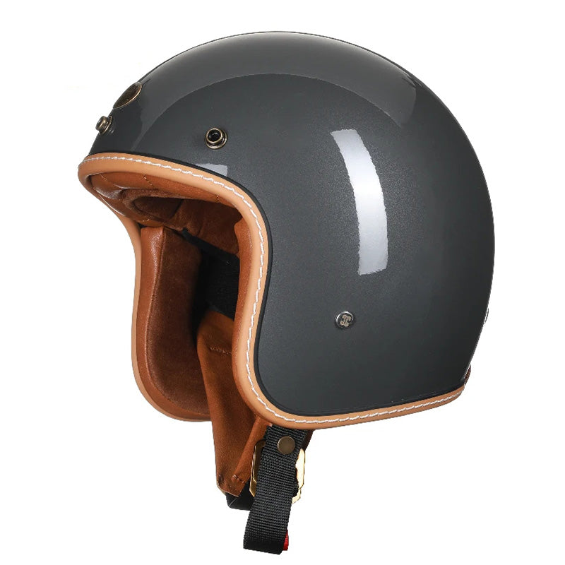Vintage Low Profile Motorcycle Helmet with DOT & ECE Safety Certification