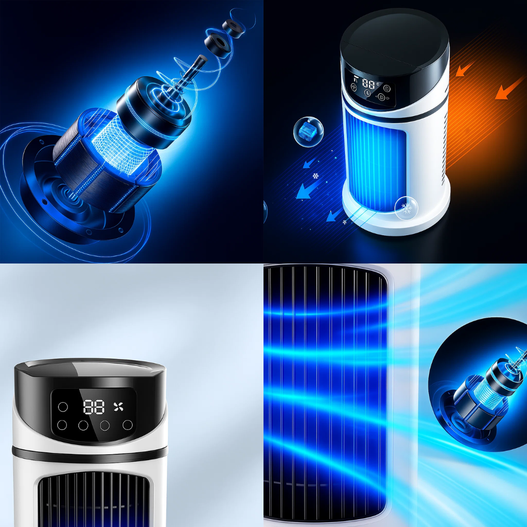 USB-Powered Portable Air Cooler and Humidifier for Home and Desk Use