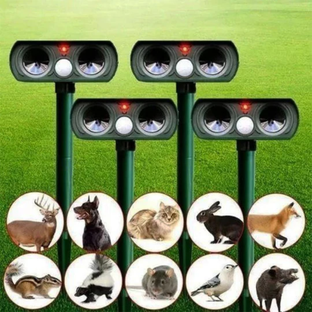 Outdoor Pest Repellent Device with Solar Power and Infrared Sensor