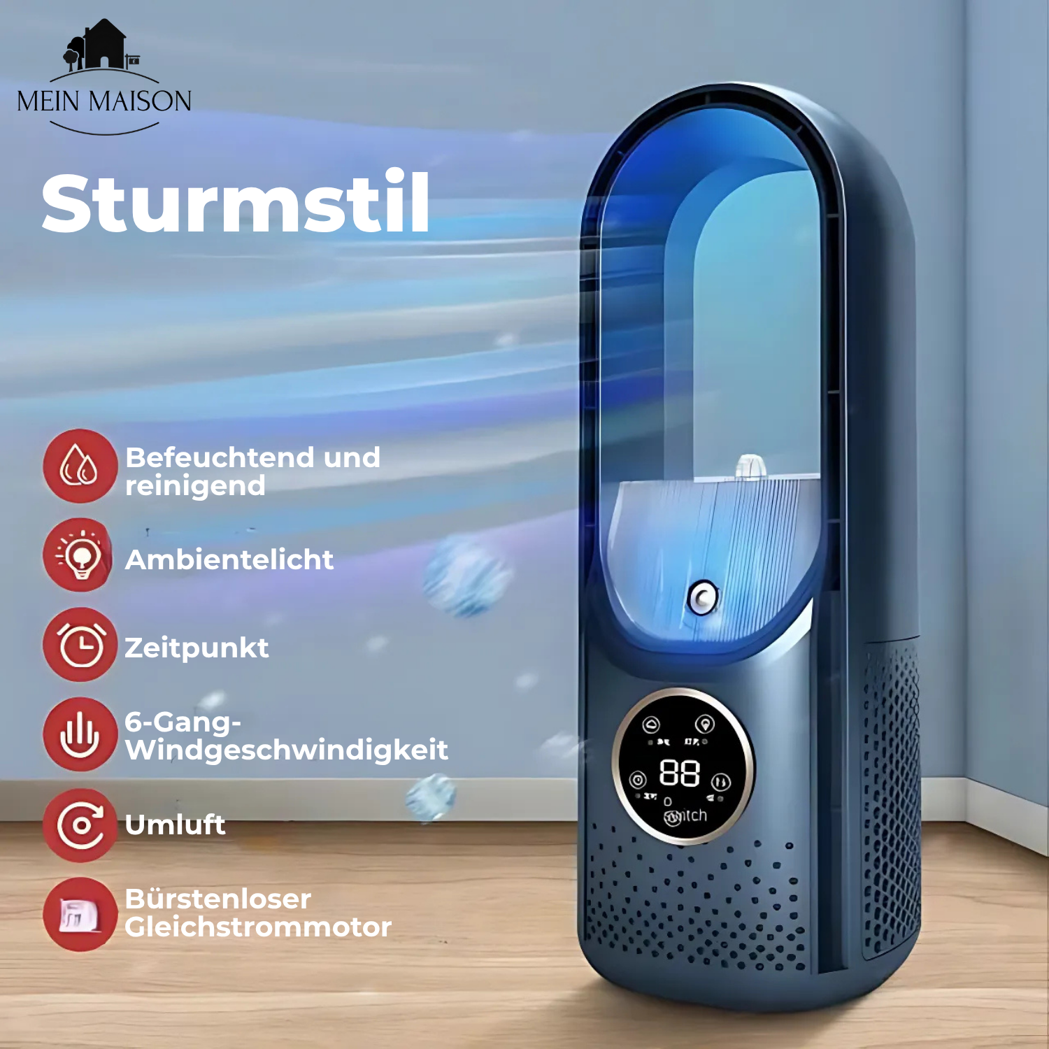 Blade-less USB Fan with Timer and Humidifier – Quiet Cooling Solution