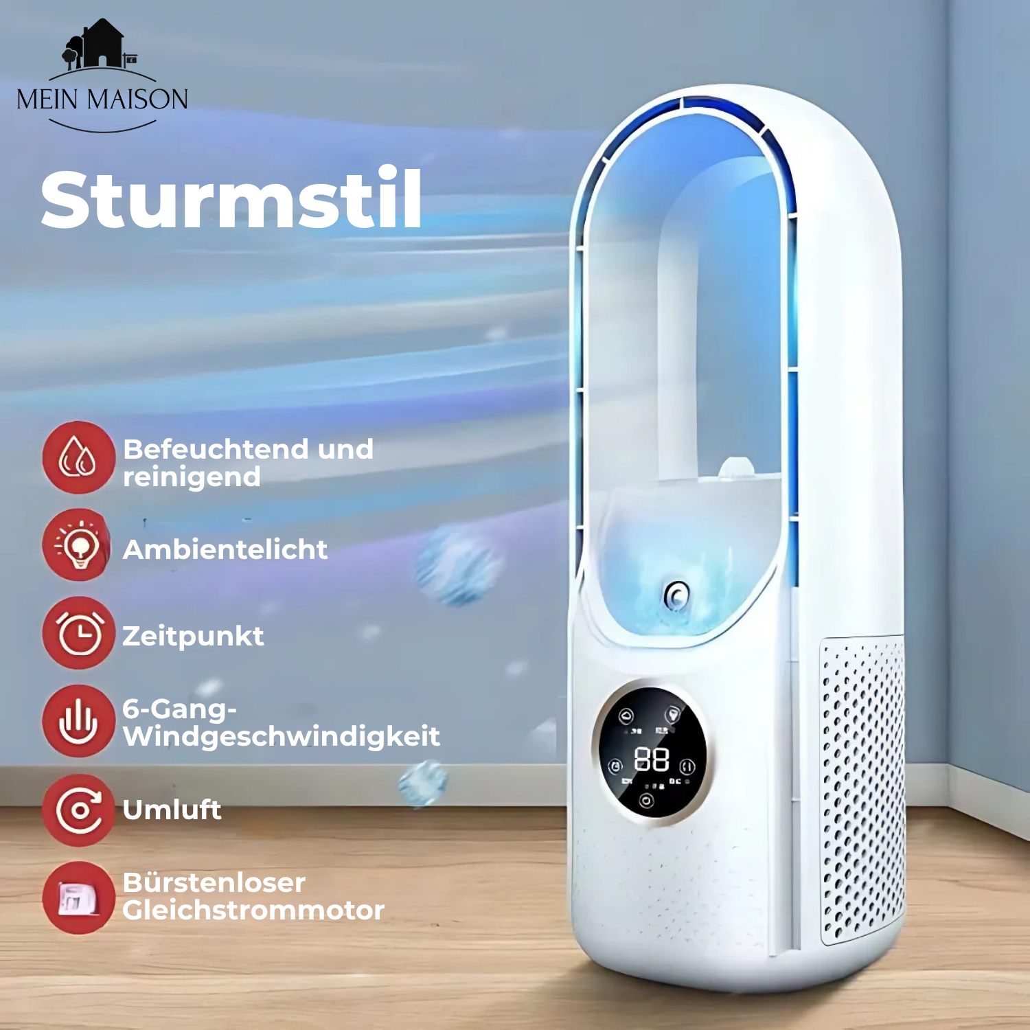 Blade-less USB Fan with Timer and Humidifier – Quiet Cooling Solution