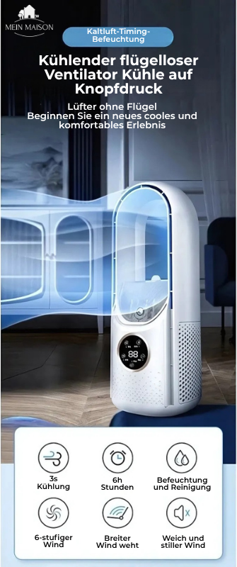 Blade-less USB Fan with Timer and Humidifier – Quiet Cooling Solution