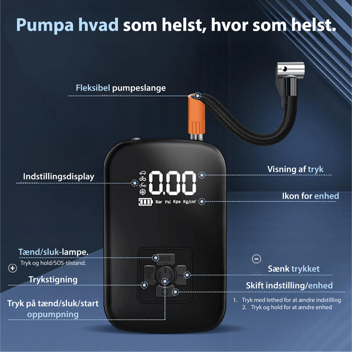 Compact Electric Air Pump with LED Light & Various Nozzles for Fast Inflation