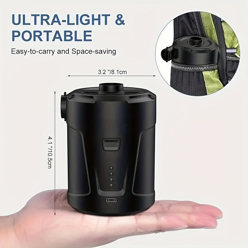 Compact Cordless Electric Air Pump with USB Rechargeable Battery for Quick Inflation