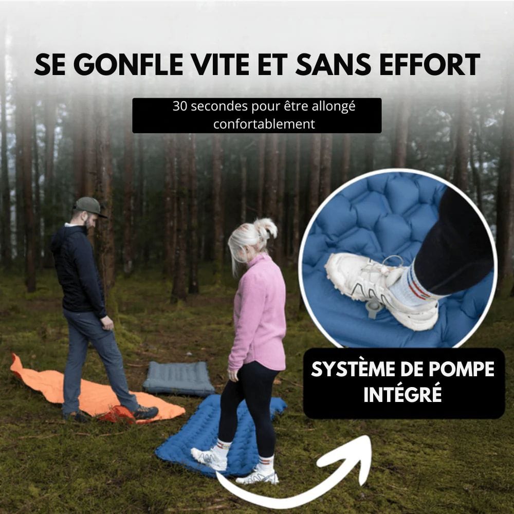 Inflatable Camping Mattress with Built-In Pillow & Foot Pump - Compact Design