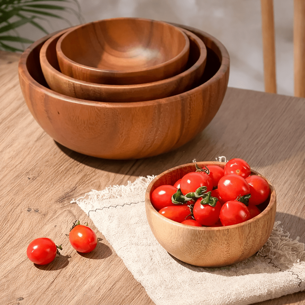 Eco-Friendly Acacia Wood Bowl for Family Dining