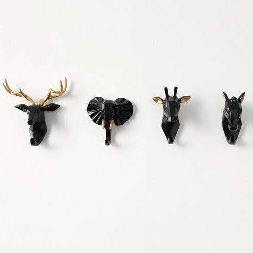 Resin Coat Hooks Shaped Like Animal Heads for Home Decor and Key Organization