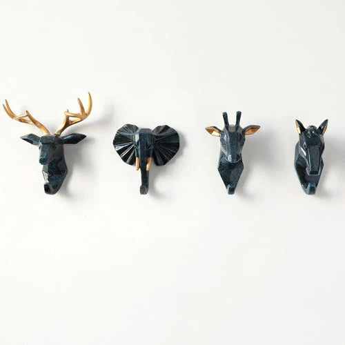 Resin Coat Hooks Shaped Like Animal Heads for Home Decor and Key Organization